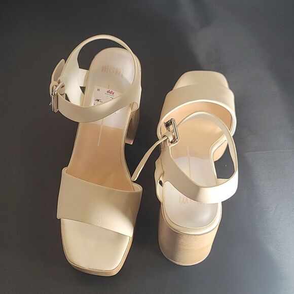 BRAND NEW MI,IM LOS ANGELES LEATHER WOODEN PLATFORM HIGH HEEL SANDALS - Picture 4 of 16